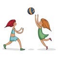 Young girls playing volleyball. girls playing with the ball Royalty Free Stock Photo